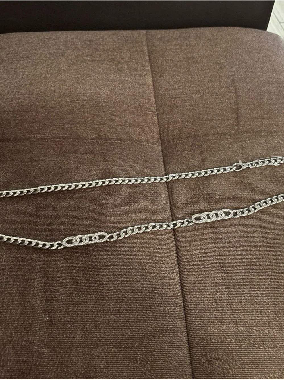 Silver Crystal Link Chain belt about 45 inches